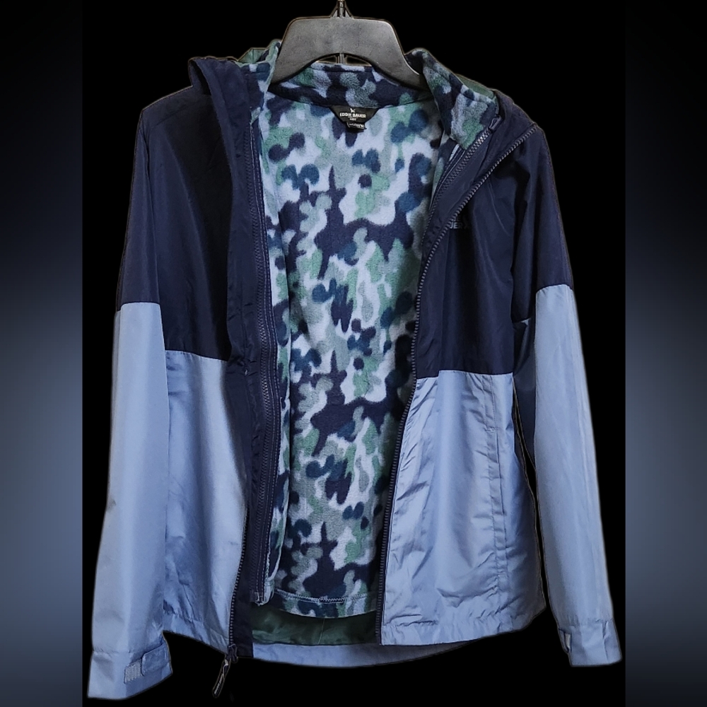 Eddie Bauer Boys Light Weight 3-in-1 Jacket Hooded Size 14/16 Light /Dark Blue - Picture 6 of 14
